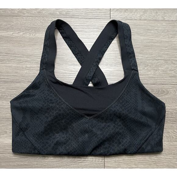 Lululemon Energy Bra Long Line Black Animal Print Crossback Size XS - Picture 1 of 3